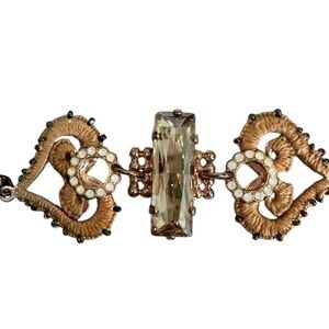 Elegant Gold and Silver  Vintage looking bracelet w! Large gemstone.